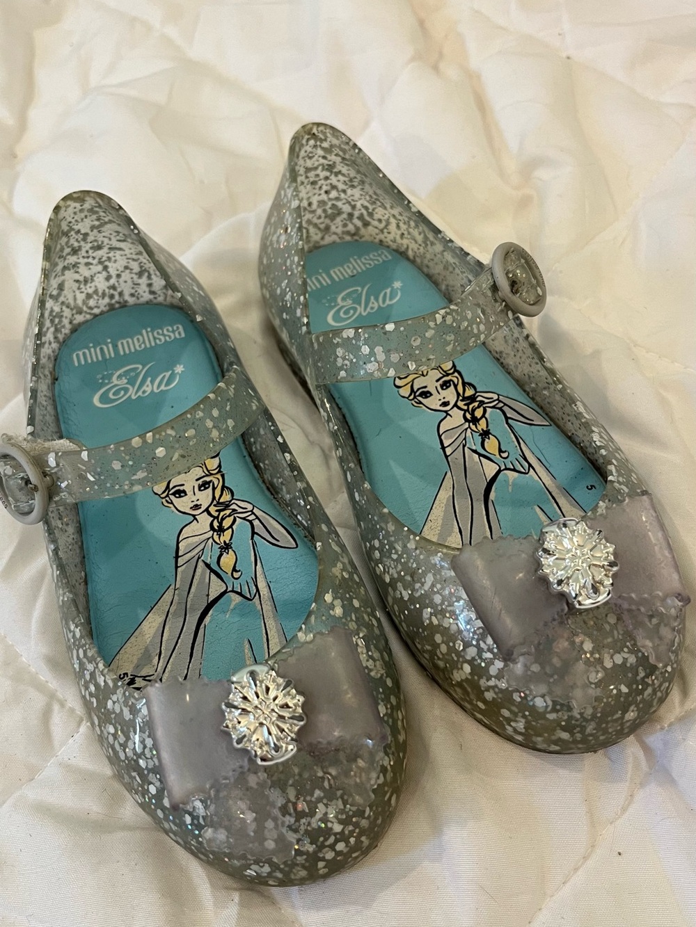 Mini Melissa Elsa Glitter Mary Jane Shoes - Silver